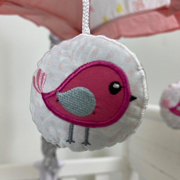 Baby Crib Pink Bird Mobile, Nursery Mobile for Crib with Music Wind Up Spinner - Picture 8 of 10